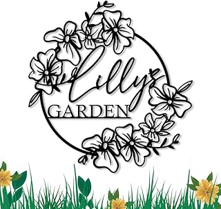 Your Name Metal Hanging Garden Sign, Flower Design Garden Art, Custom Garden Wall Art, Personalized Gift, Outdoor Custom Decor, Gardening Sign, Custom Name Sign, Unique Yard Art