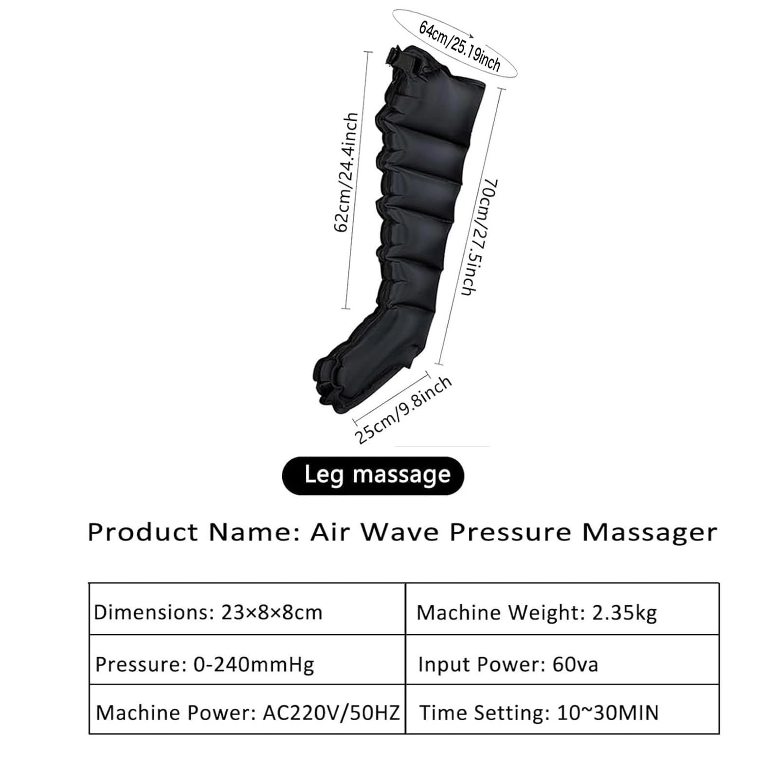 Massaggiatore Gambe Linfodrenante, 6 Camere Pressoterapia per Casa, Massaggiatore Elettrico a Compressione d'Aria, Pressione Temporale Regolabile, Presso Terapia Gambe Linfodrenante