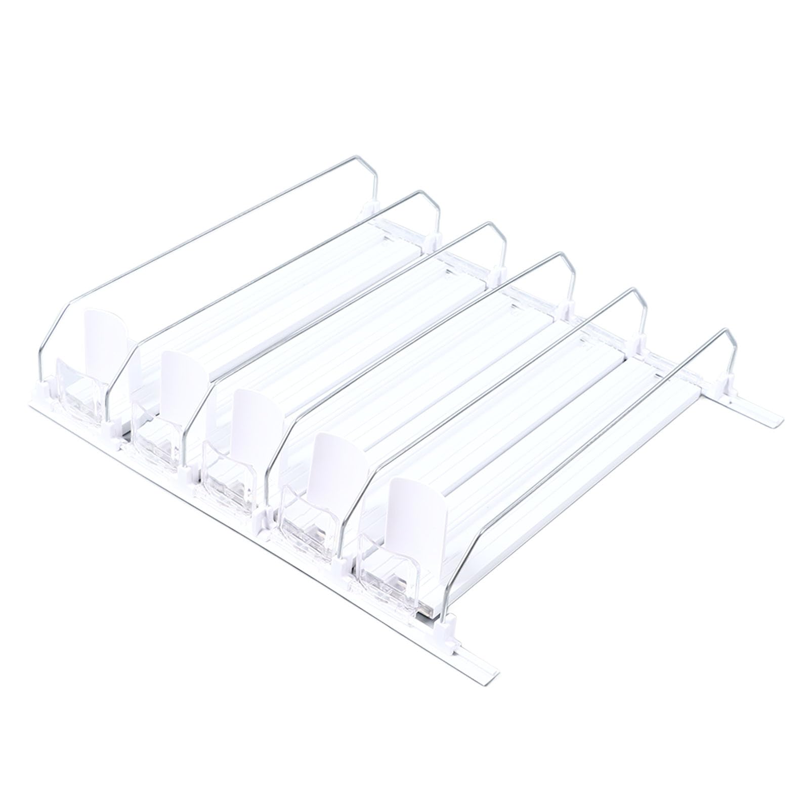 Organizador de Latas de Bebidas ABS, Recarga Automática, Fuerte Capacidad de Carga, Ancho Ajustable, Organizador de Bebidas para Refrigerador (WHITE)