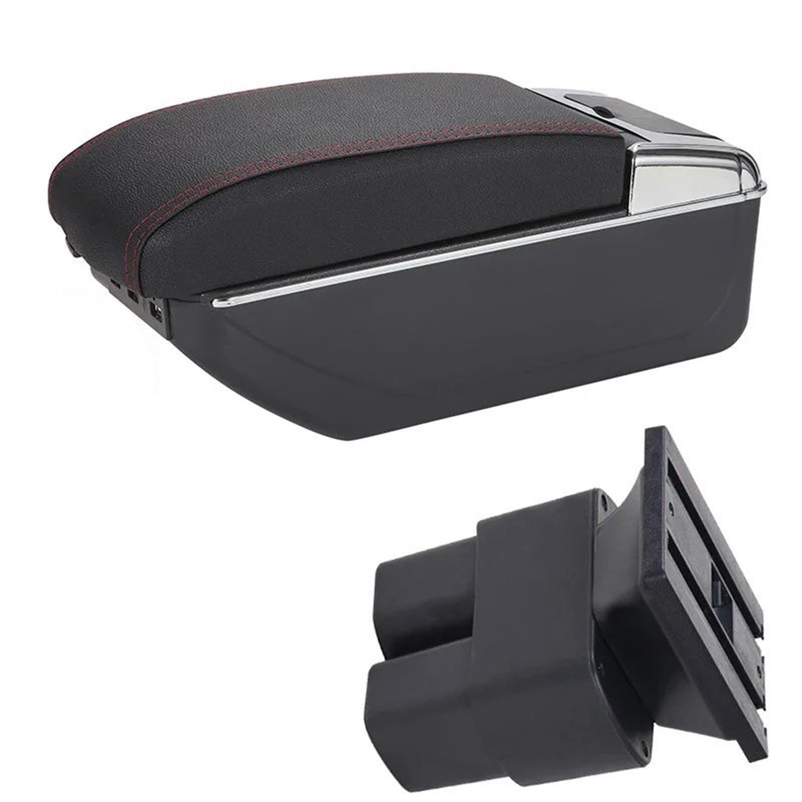 Hguvsjd Armrest Box For Nissan NV200 For Evalia 2010 2011 2012 2013 2014 2015 2016 2017 2018 2019 2020 Armrest Storage Box Retrofit Parts Car Armrests(B Black red 7USB)