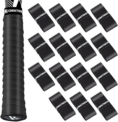 Paquete de 15 Cintas de Agarre para Raqueta de Tenis, Cinta de Agarre de Raqueta de Tenis de PU Precortada Antideslizante con Sensación Seca,