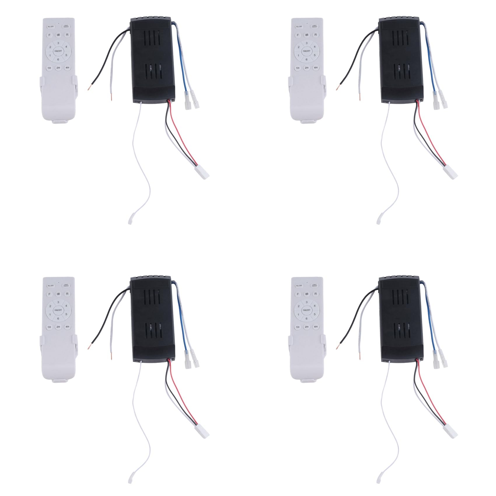 Jnchdghwa Black & White 4X Universal Ceiling Fan Remote Control Kit Replacement, 6-Speed & Timing, Remote Replacement For Dc Ceiling Fan Light