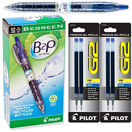 Pilot BeGreen B2P bolígrafos de gel retráctiles azul 0.7 mm x12 miniatura 1
