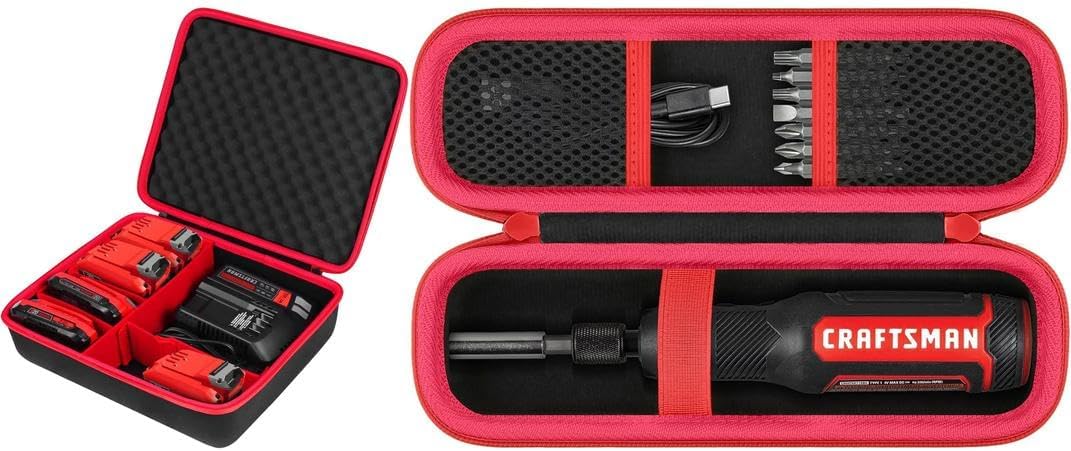 khanka Craftsman Battery Storage Box, Holds 12V/19.2V/20V Max Lithium Ion Battery - V20 2.0/3.0/4.0/5.0/6.0/6.5/9.0-Ah + CRAFTSMAN Screwdriver CMHT68129 / CMHT66718B20 Hard Case