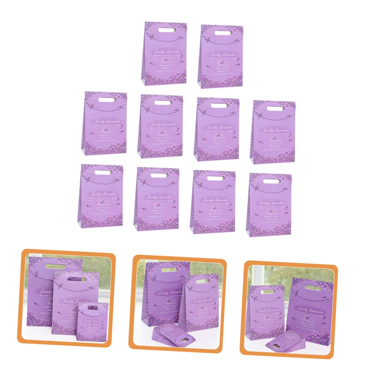 Lila Lavendel Papiertüten 10 Stück Geschenktüten mit Tragegriff
