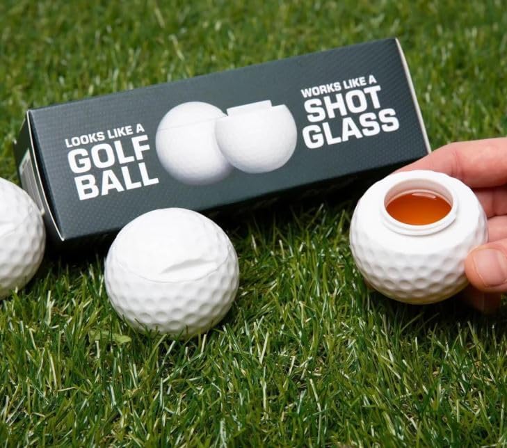 SportShots Golf Ball Shot Glasses, Novelty Drinking Flasks, Set of 3