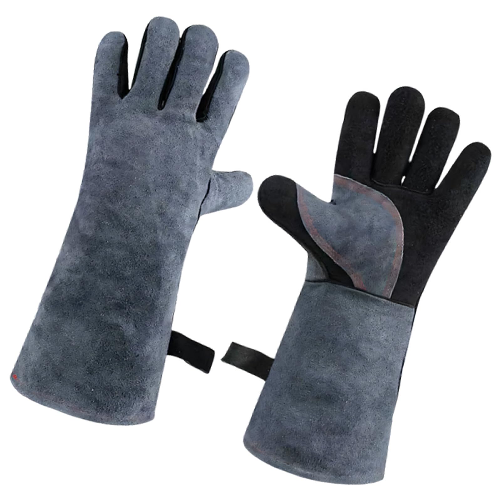 Cazstyk Pre Curved Welding Gloves 16Inches Long Reinforced Leather Work For Grip And Comfort Welding