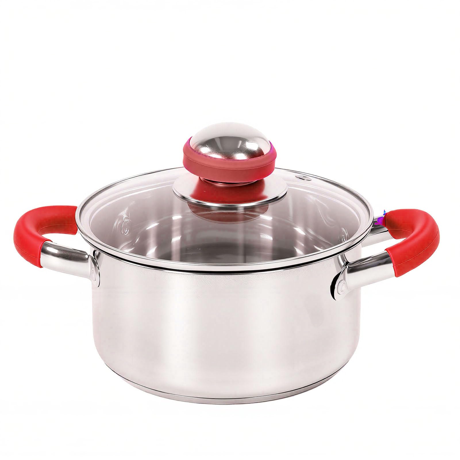 Set di Pentole, Set di Pentole e Padelle in Acciaio Inossidabile con Coperchi in Vetro, da da 6 Pezzi, Base a Triplo Strato per Tutti i Piani Cottura, Quotidiana per Cuochi Casalinghi (rosso)