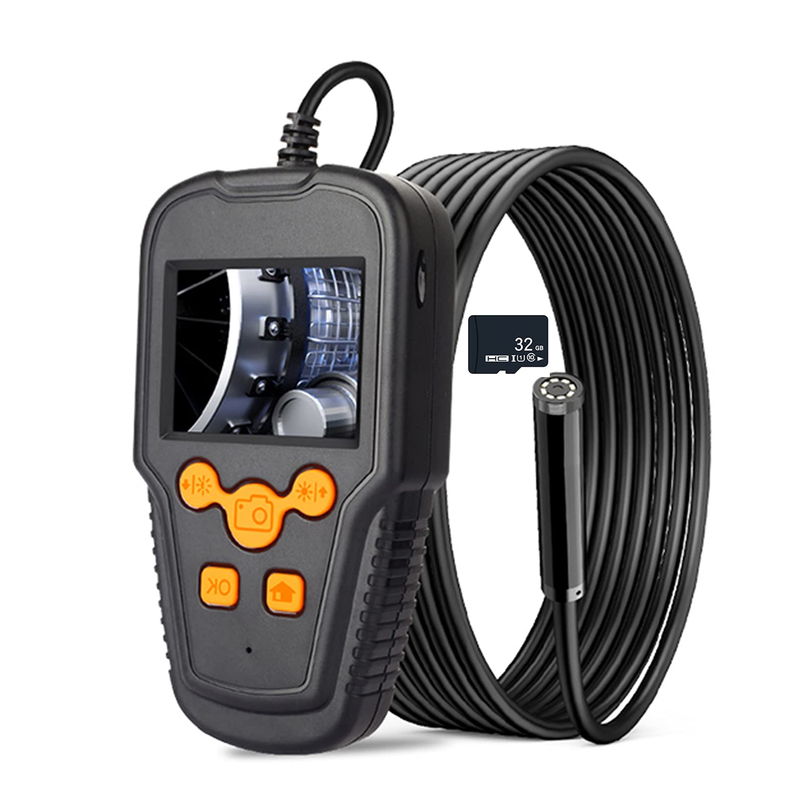 ERNZI Telecamera per ispezione endoscopica, endoscopio digitale 1080P HD, fotocamera LCD Snake da 2,4 pollici, telecamera di ispezione IP67 impermeabile, con 6 luci a LED,3.9mm*10M