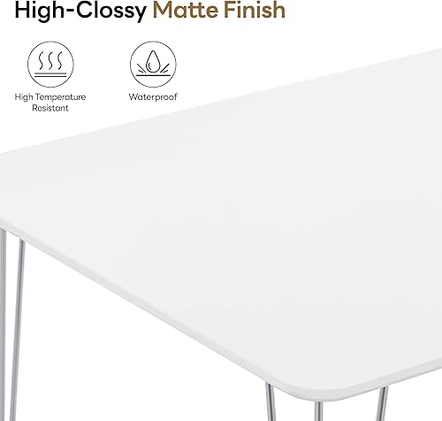 Miniatura 5 de ivinta Small White Dining Table for 4, 47.5" Modern Rectangular Kitchen Table with Metal Legs for Dining Room Living Room, Lilac (White)