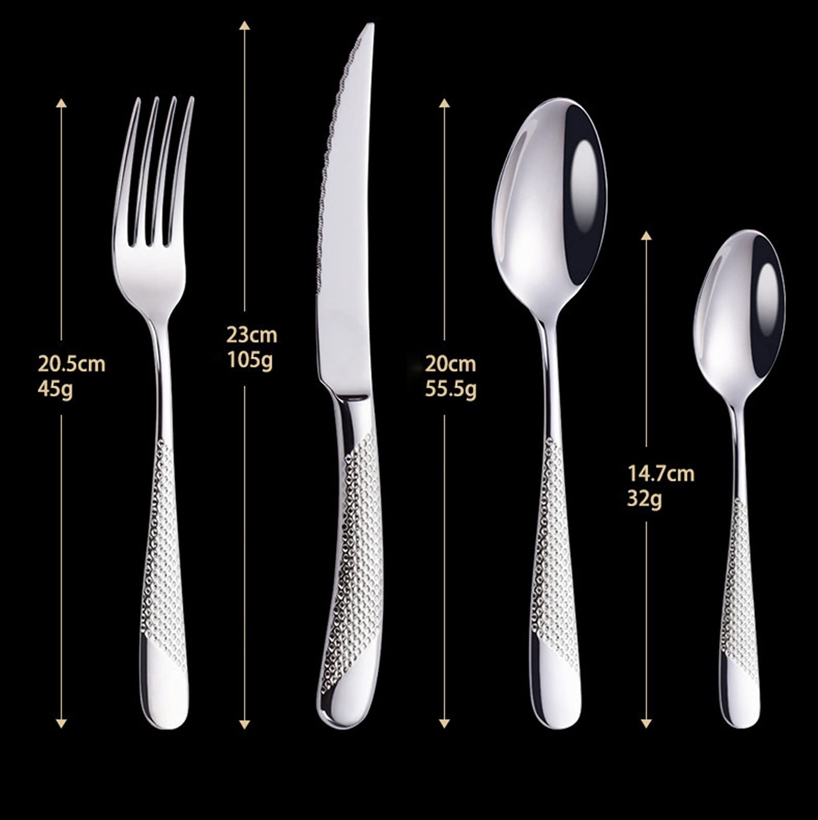 Küche Silber Geschirr Edelstahl Besteck Set Geschirr Spoon Gabelmesser Abendessen Set Geschirr (Color : Silver)