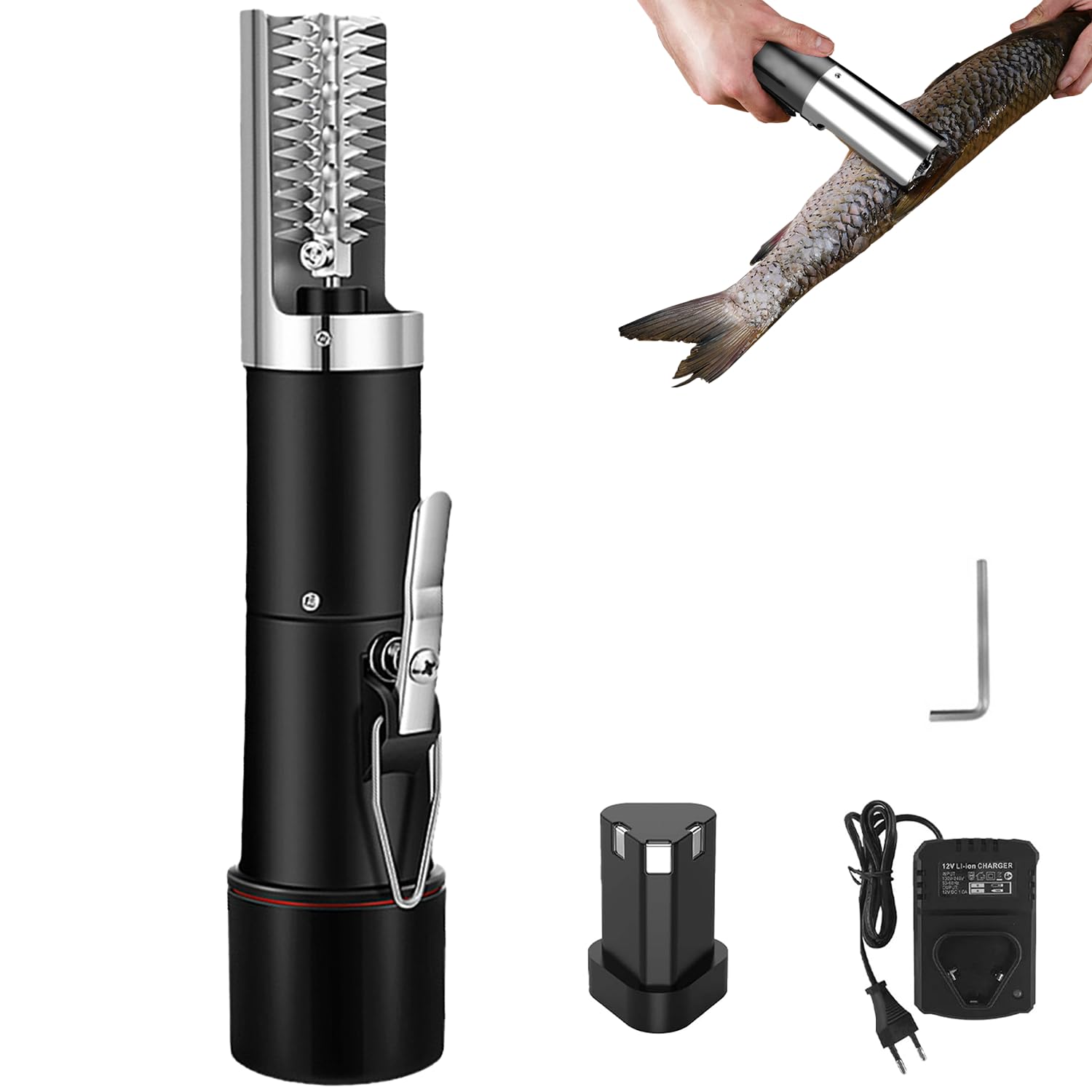 Fischentschupper, Elektrischer Entschupper für Fisch, Edelstahl Fischschuppen Entferner Fisch Scaler mit Intelligenter Schalter, Wasserdicht Fischschupper für Fischmärkte Restaurants Küchen