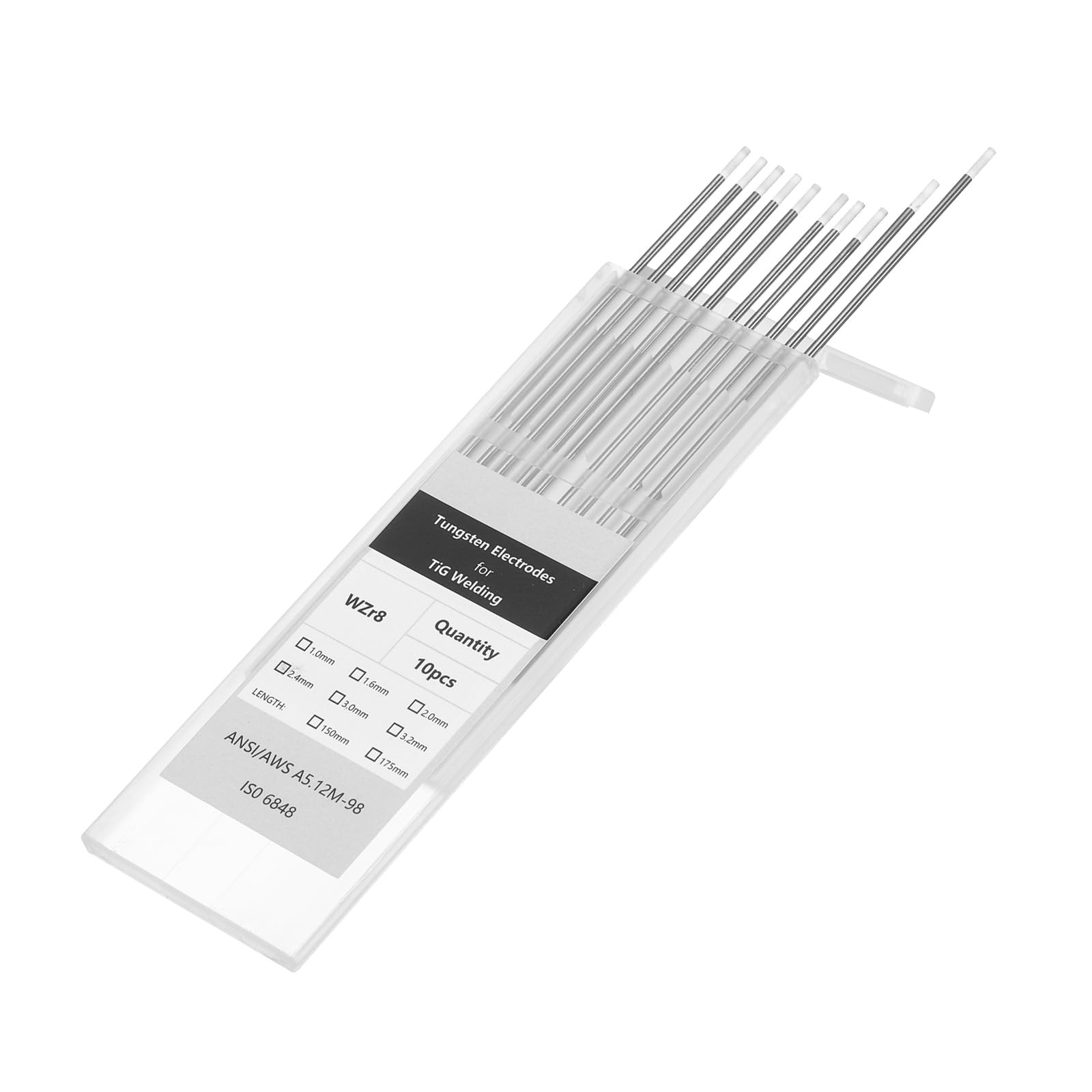 QUARKZMAN 10pcs Electrodes De Tungstene Pour Soudage TIG 3/32" x 7" 0.7-0.9% Zirconium Pour Soudage Acier Inoxydable, Soudage Alliage Aluminium Magnesium Industrie Fabrication, Blanc WZ8