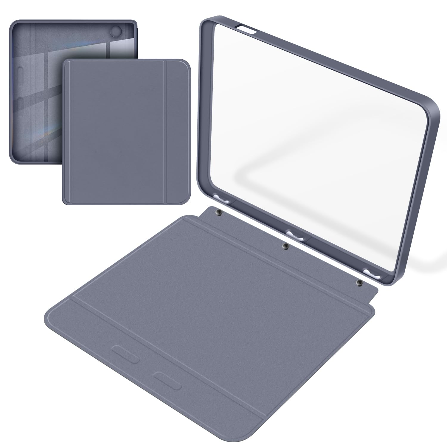 Split Folio Detachable Protective Case for 7" Kobo Libra Colour 2024 Released, Ultra Clear Transparent Back Cover Light Shell, Auto Sleep and Wake, Dark Green — view 13