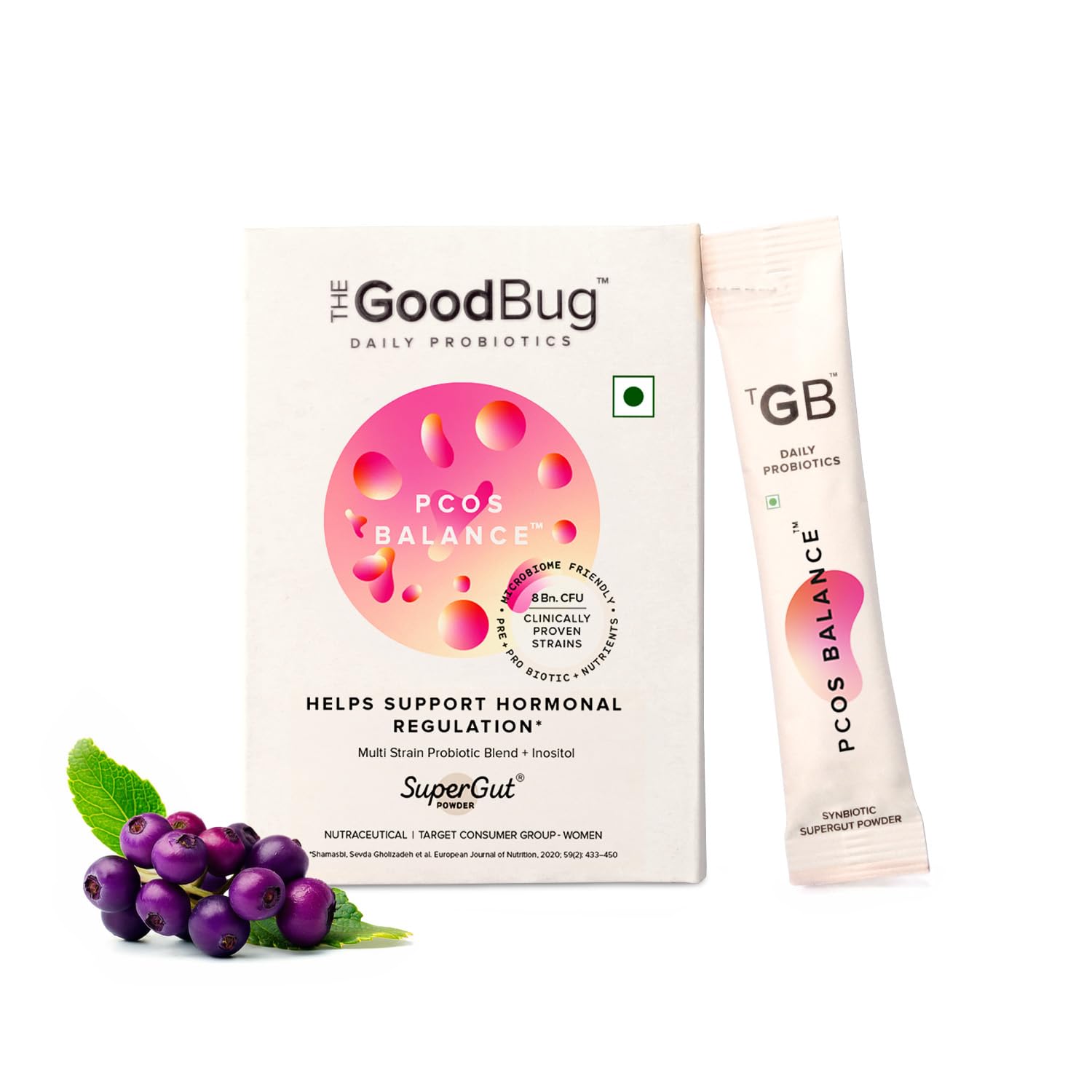 The Good Bug PCOS Balance SuperGut Powder for Women|Pre & Probiotic Blend with Myo+D-Chiro Inositol|Helps Regularise Periods,Assists in Weight Management,Facial Hair|1 count,15 servings