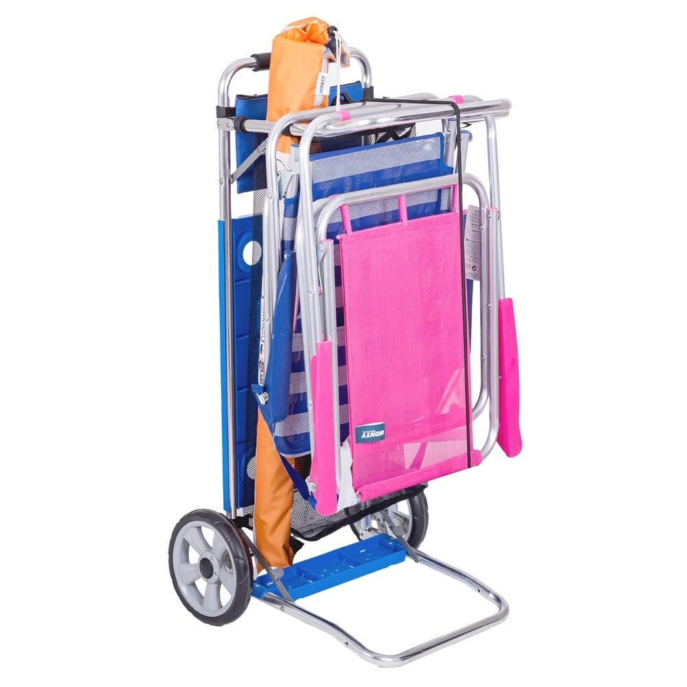 LOLAhome Mejorado y renovado. Carro portasillas Plegable de Aluminio con 2 Ruedas de 52x37x105 cm y función Convertible en Mesa