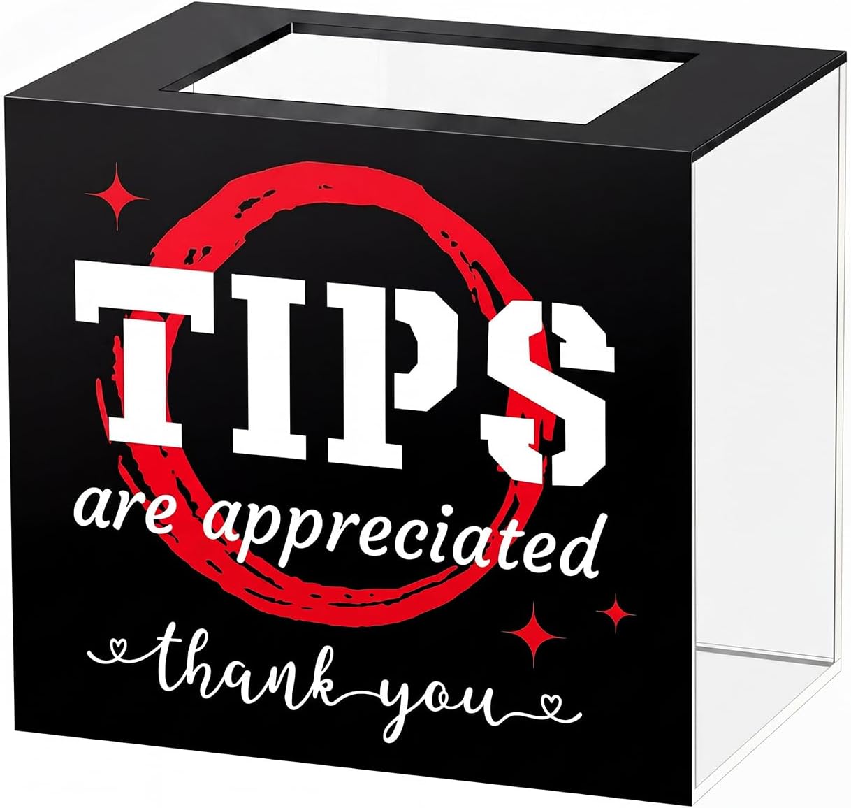 Beeveer Tip Jar for Bartender Acrylic Tip Box for Money Donation 6 x 4 x 5 Inch Tips Collection Box Suggestion Money Storage Container for Restaurants Bars Musicians Driver(Simple Style)