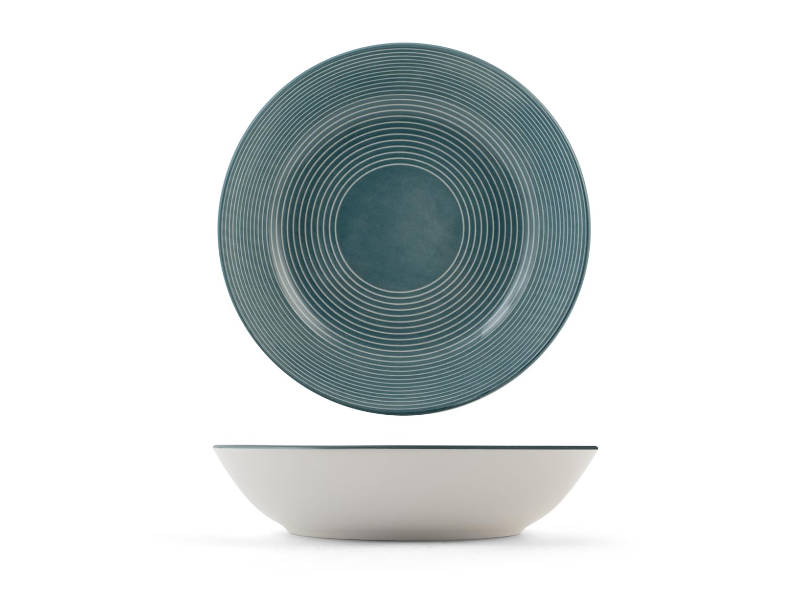 H&H, Serwis stołowy Echo 18 sztuk porcelany, kolor mosiądzu, forma coupe, 6 talerzy obiadowych, 6 talerzy do zupy, 6 talerzy na owoce, można myć w zmywarce i używać w kuchence mikrofalowej