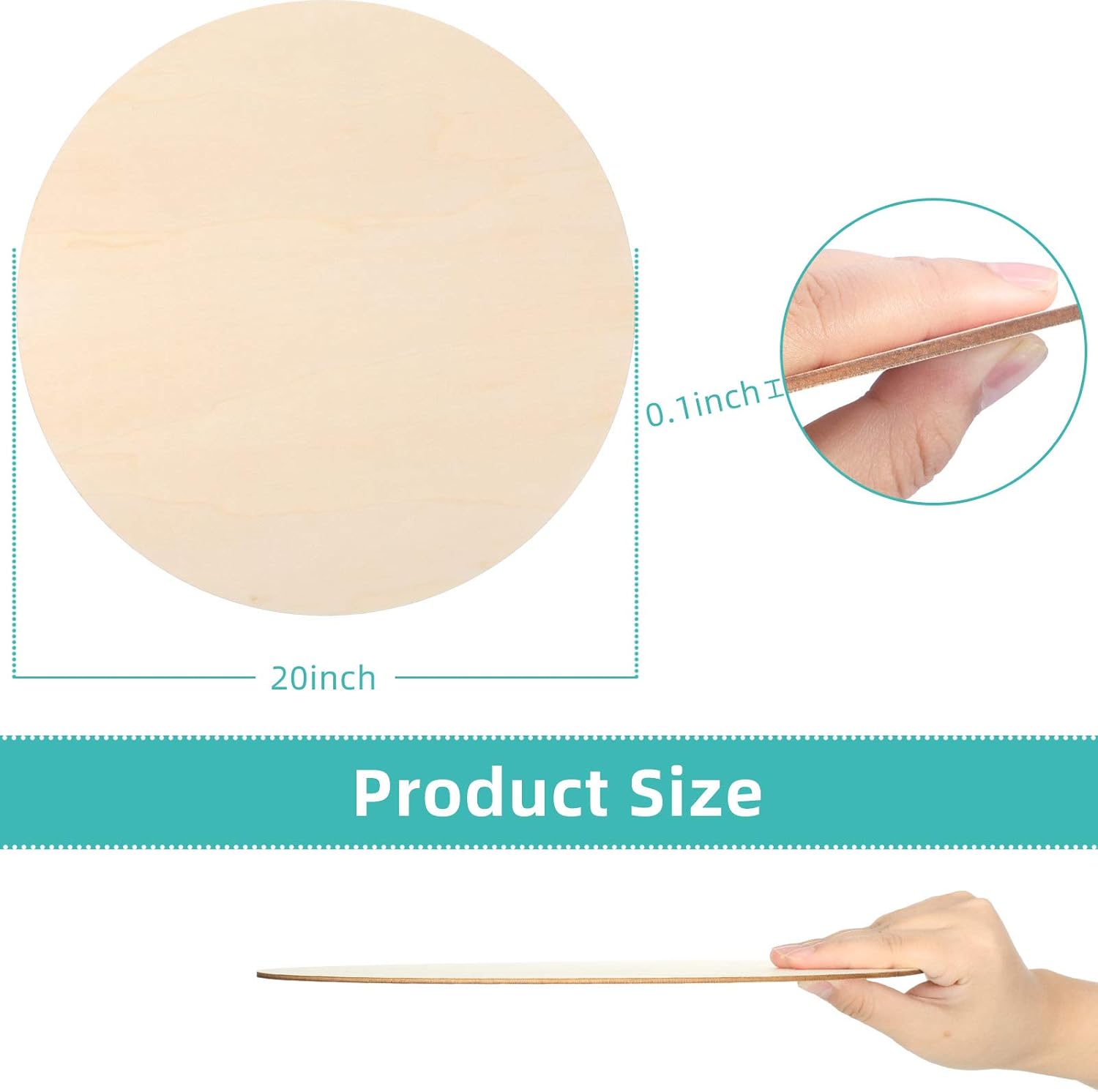 20 Inch Round Wood Circles Unfinished Wood Cutout for Craft Door Hanger Christmas Decorations, and Painting (2 Pieces)