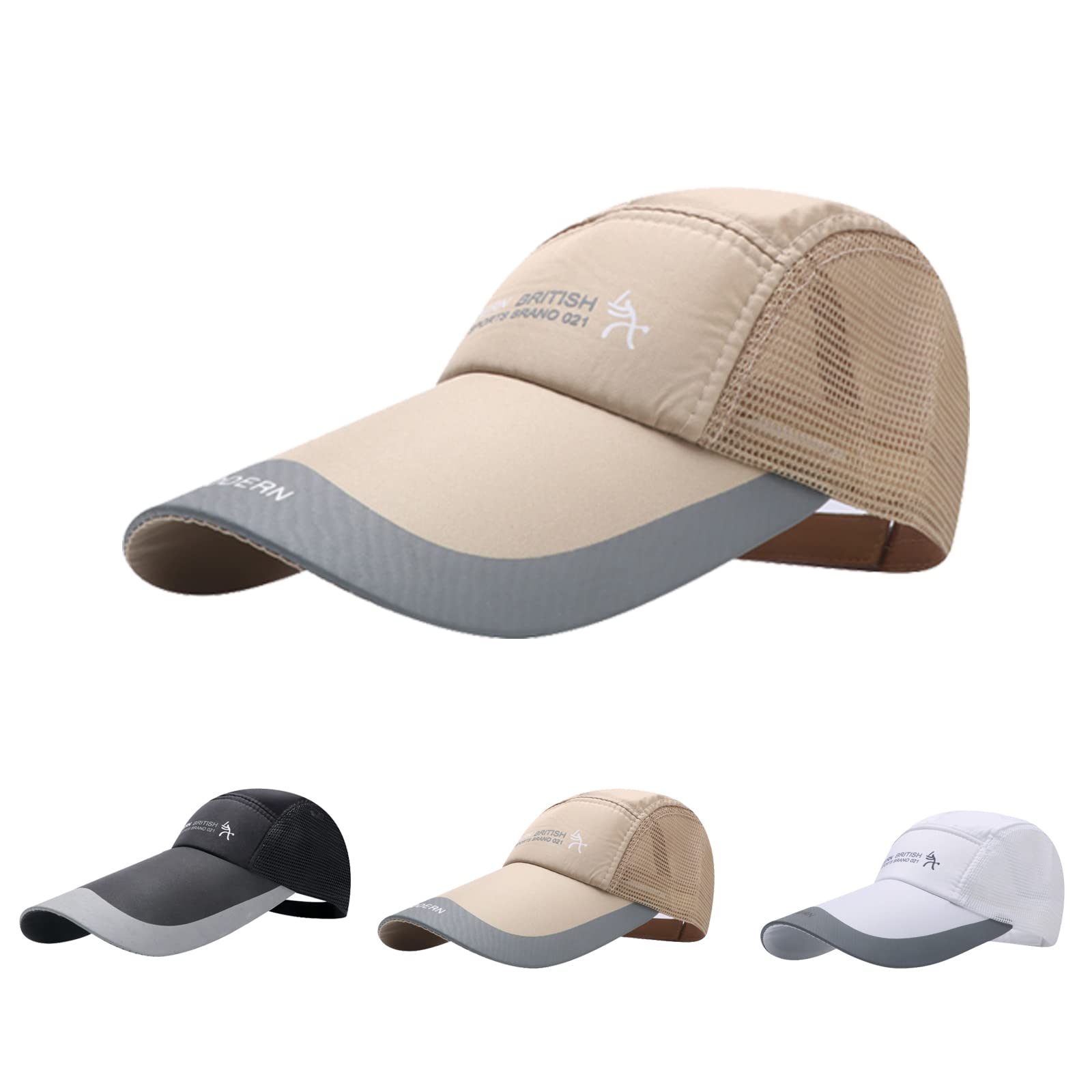 Xgopts Unisex Khaki Long Brim Quick Dry Baseball Cap - Lightweight Breathable Adjustable Uv-Protection Cap For Outdoor Activities Sport Running - Men Woman (56-60Cm)