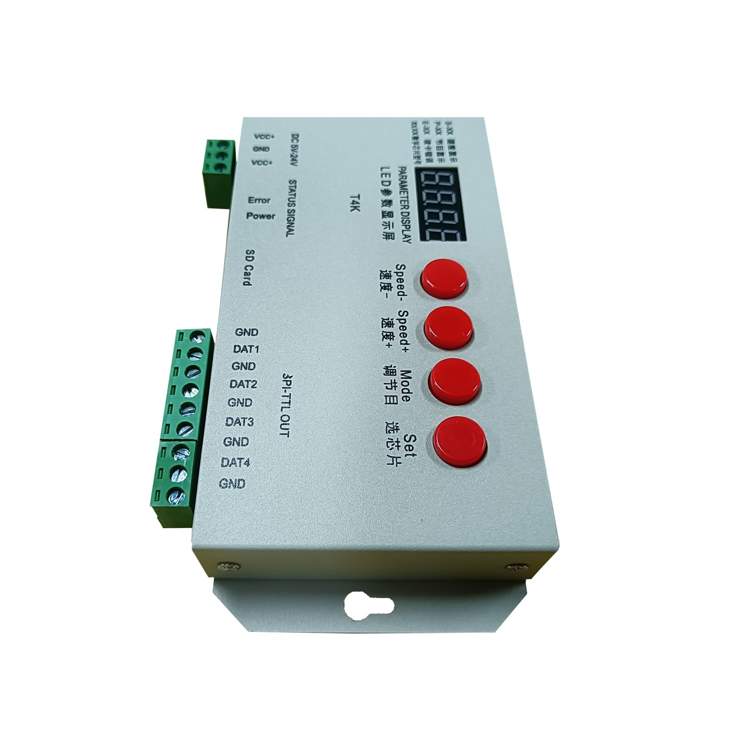 T4K Addressable Led Controller, RGB Full Color Programmable Pixel Controller with SD Card, DC5V – 24V LED Controller for WS2811 2801 LPD8806 6803 LED Light Strip