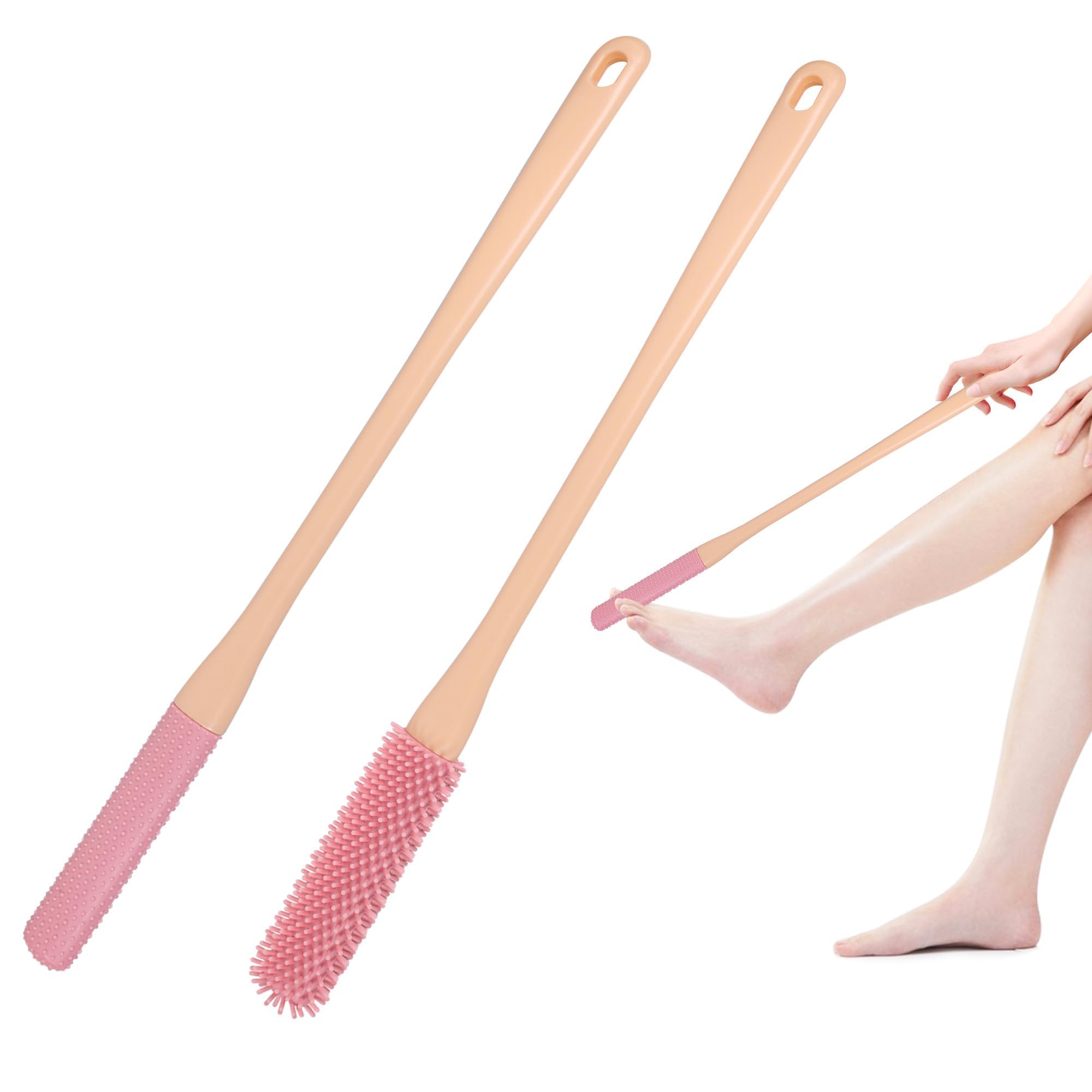 Pack of 2 Silicone Foot Wash Brush, Toe Washer for the Shower Foot Brush with Brush Heads in Two Sizes