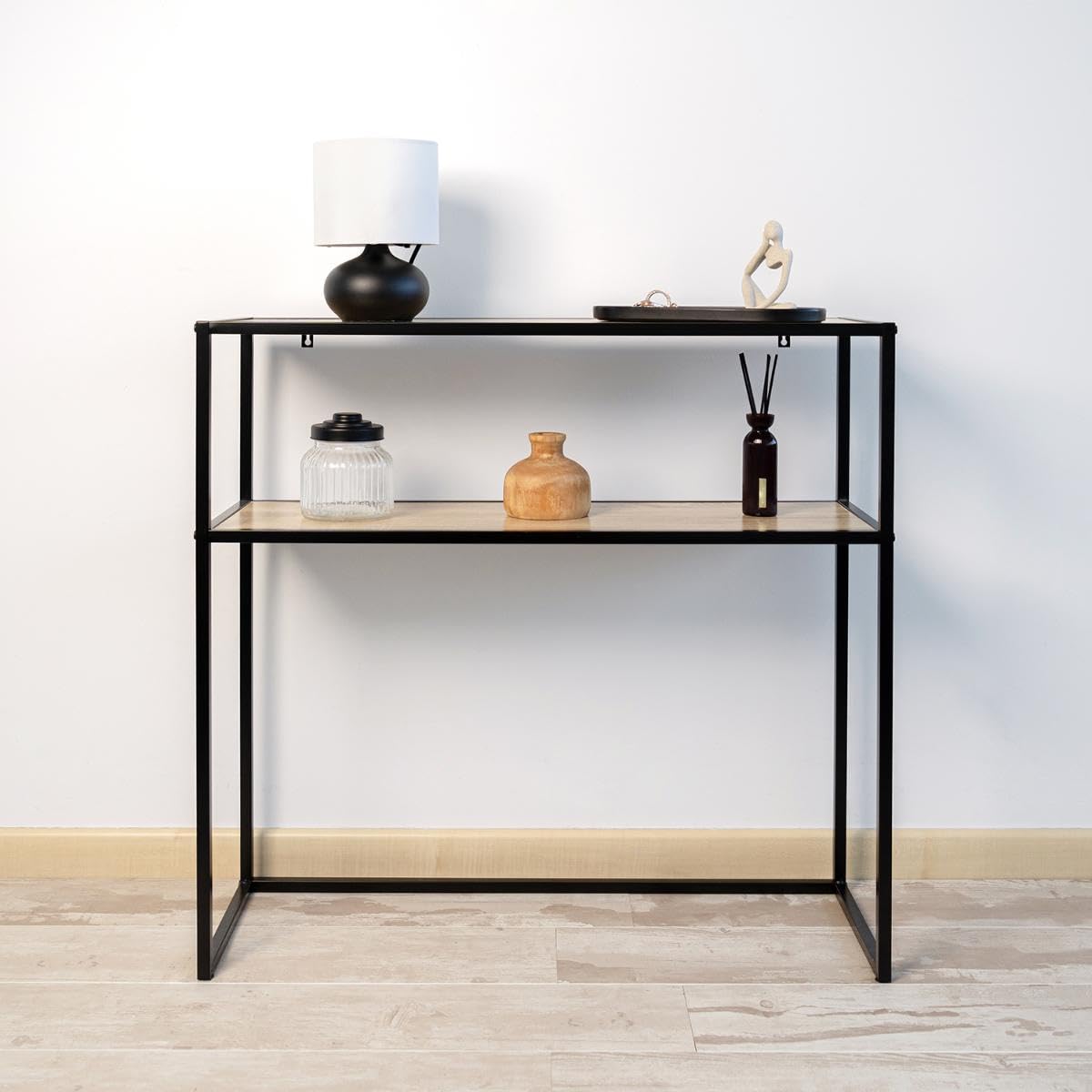 Moa Console Multifonction avec 2 étagères 78 x 27 x 77 cm Fer