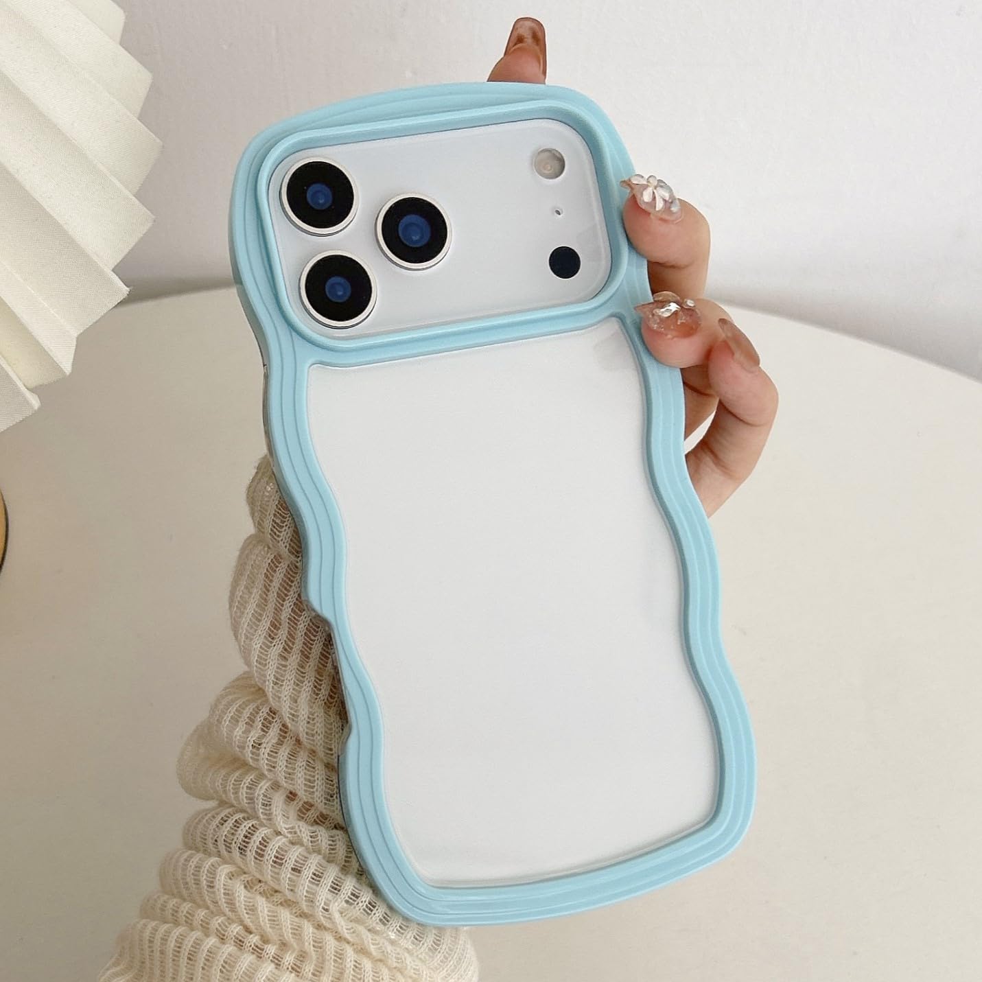 QLTYPRI Compatible with iPhone 16 Case, Cute Curly Wave Frame Clear Case for Girls Women, Transparent Soft Silicone TPU Bumper Shockproof Protective Cover for iPhone 16 - Pink — view 116