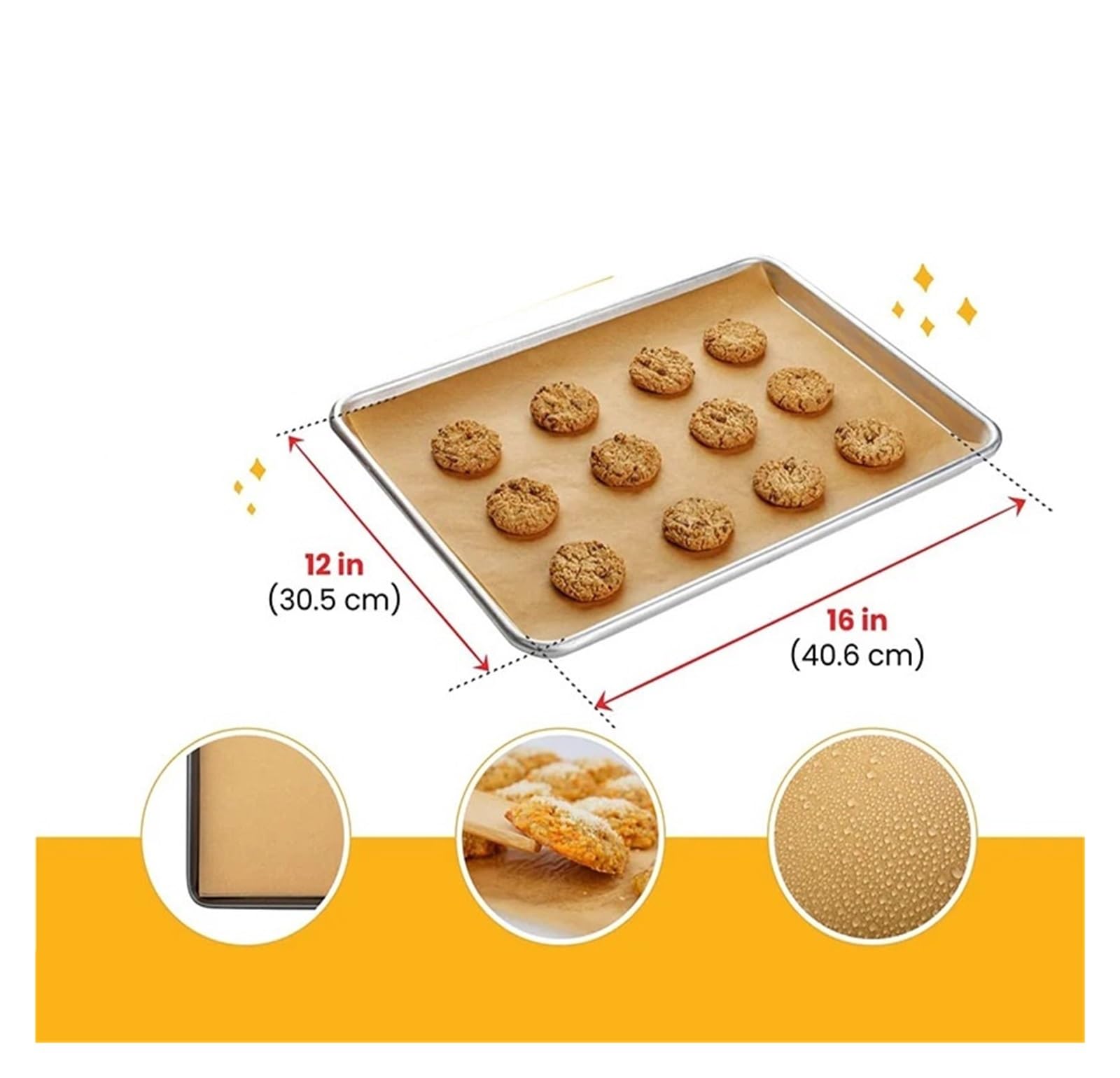 100 Uds. Bandejas de papel for hornear antiadherentes precortadas no se rizan y queman cera JT70(100Pcs 30x40cm)