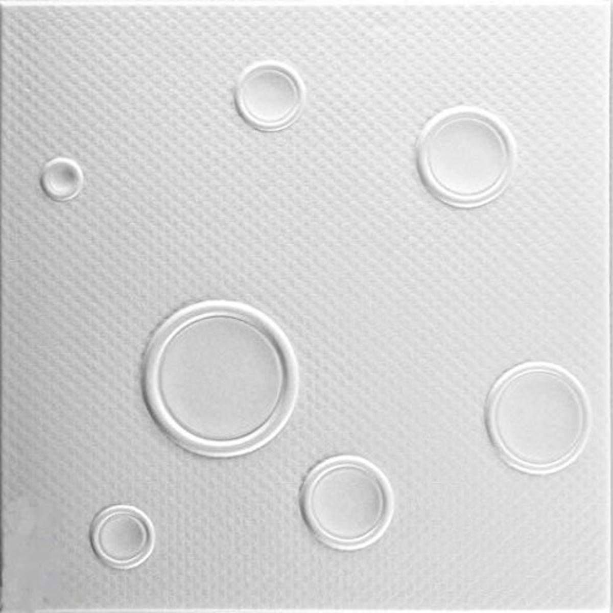 A La Maison Ceilings R115 Bruno Foam Glue-up Ceiling Tile (21.6 sq. ft./Case), Pack of 8, Plain White