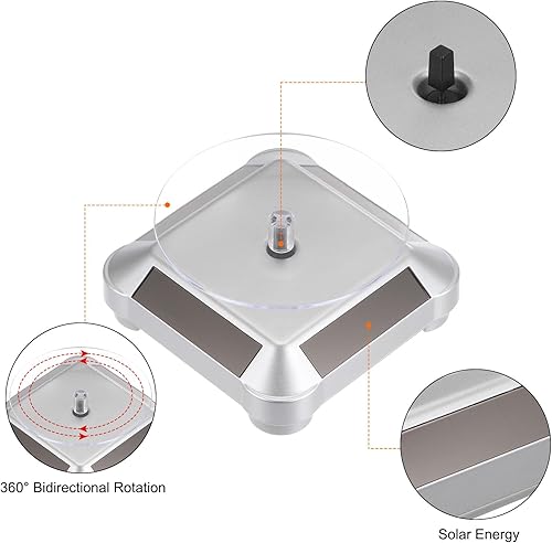 Miniatura 4 de HARFINGTON Soporte de exhibición solar, placa giratoria de 3.54 pulgadas de diámetro, doble uso, rotación bidireccional de 360°, plástico ABS,