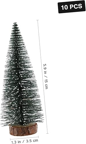 Miniatura 9 de Veemoon Mini árbol de Navidad de mesa, 10 piezas de sisal en miniatura esmerilado, árbol de Navidad artificial, árbol de Navidad, decoración de mesa
