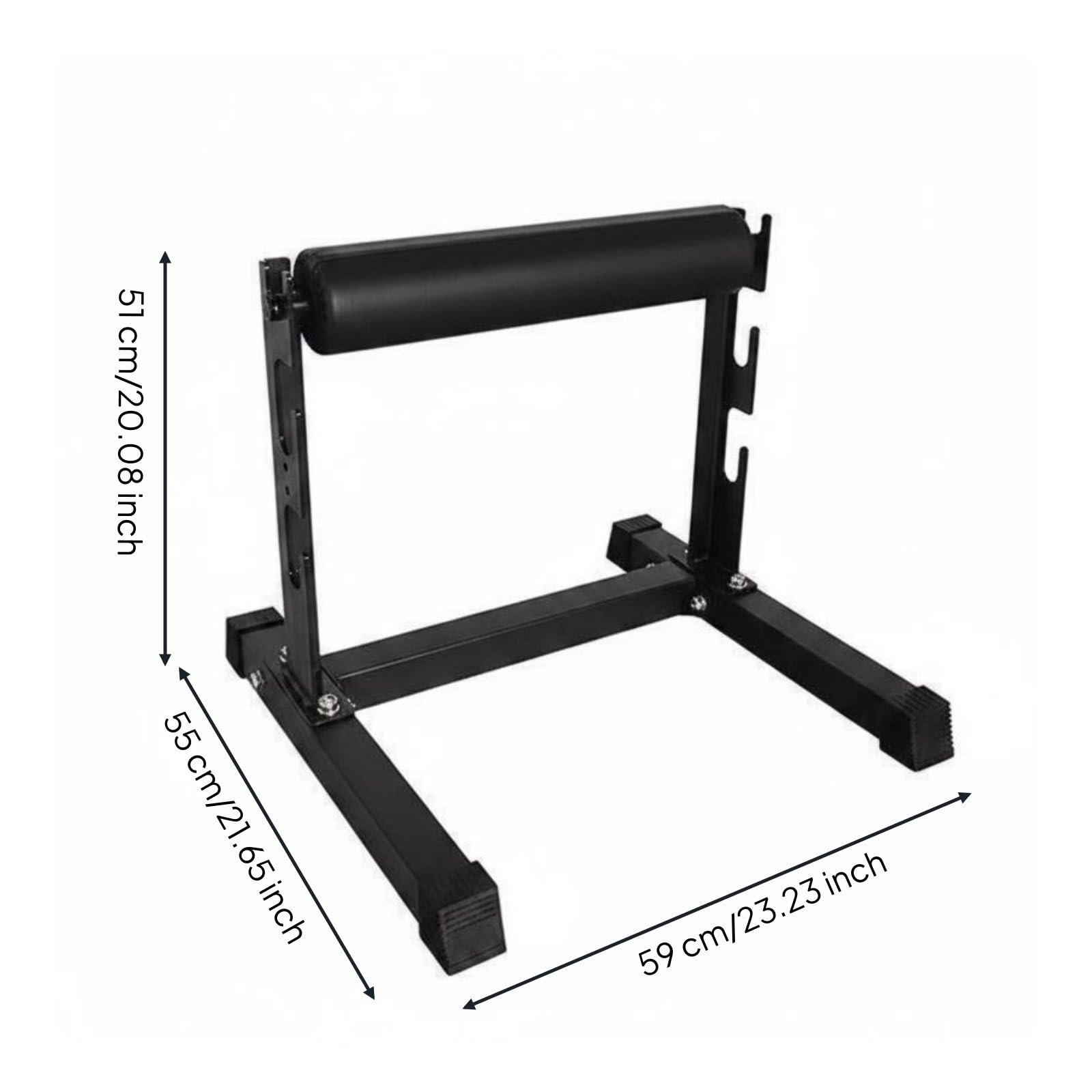 Trainings Squat Rack Bulgarischer Split Squat Ständer Beintraining Stabilitätstrainer aus Stahlrahmen mit Schaum für Kontrollierte Unilateralübungen, Schwarz Haken