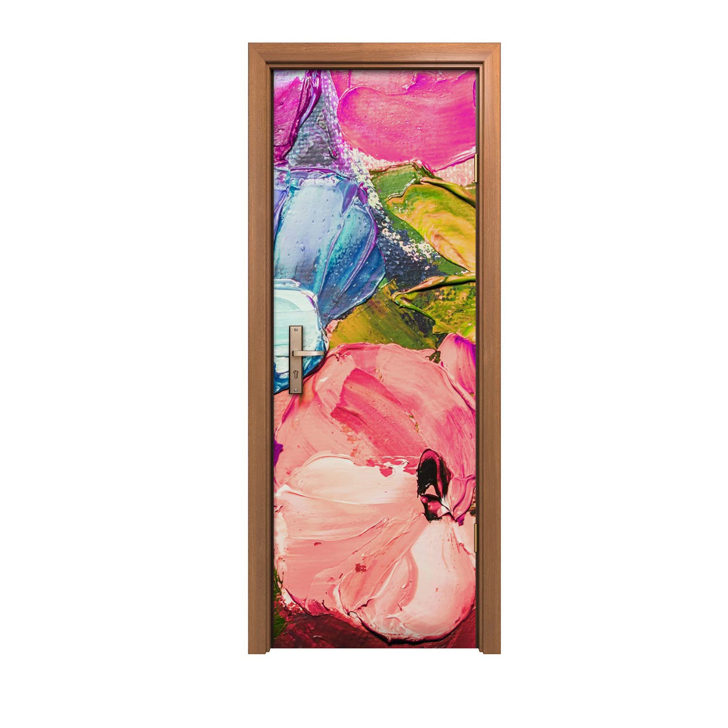 Autocollant de porte design intérieur décoration murale fleurs peintes 70x200cm