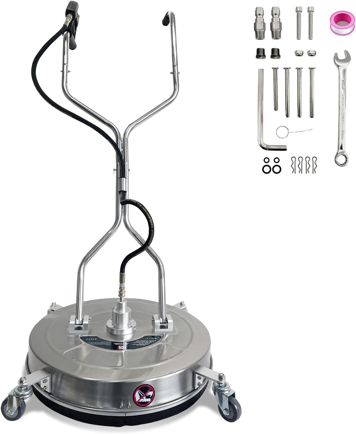 (Incomplete)30'' 5200 PSI Pressure Washer Surface Cleaner with 4 Wheels, Otating Nozzle Pressure, Dual Handle, Stainless Steel Housing, Driveway Pressure Washer Attachment for Sidewalks, Patios, Decks Cleaning 30 Inch