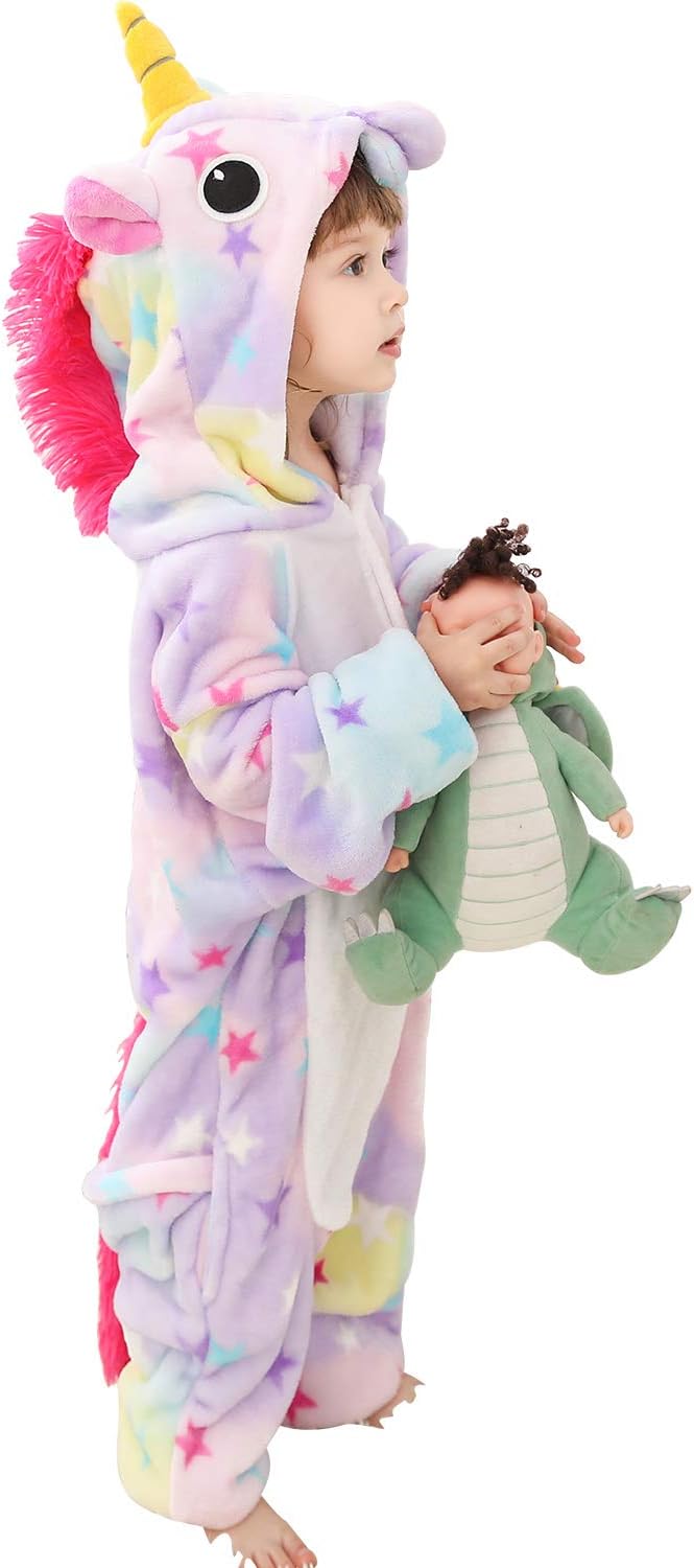 MRSZAYAYAGirls Hooded Unicorn Onesie Pyjamas Pajamas Nightwear Sleepsuit Dress Up Snuggly Warm Fleece Toddler to Teenage