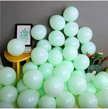 Makaron Balon Su Mint Ye il 50 Adet +Balon Zinciri Hediye
