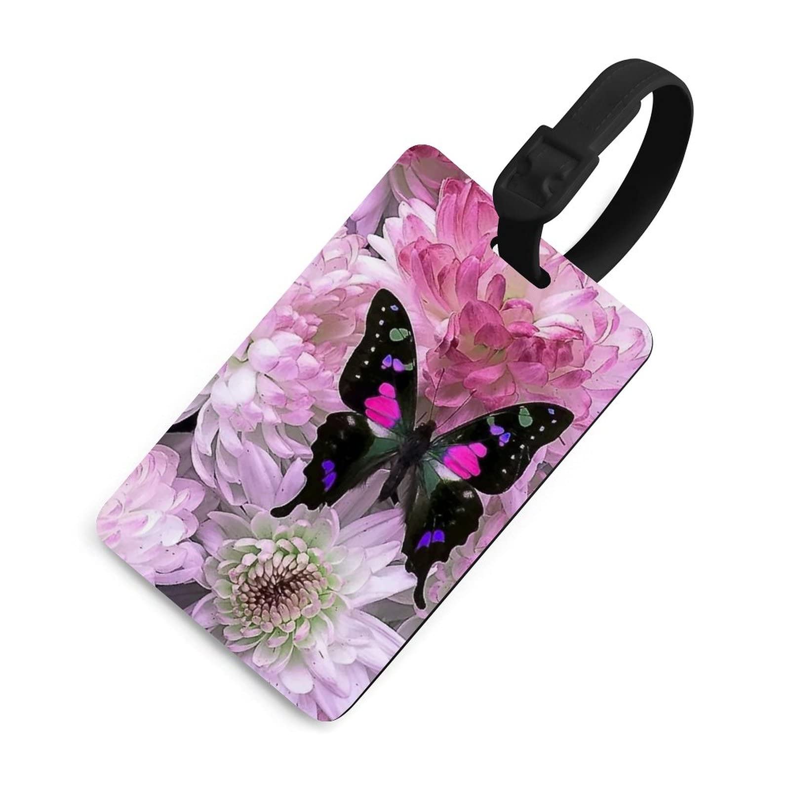 Amazon.co.jp: 荷物タグ 蝶々 ちょうちょ ピンクの花 ネームタグ 名札 