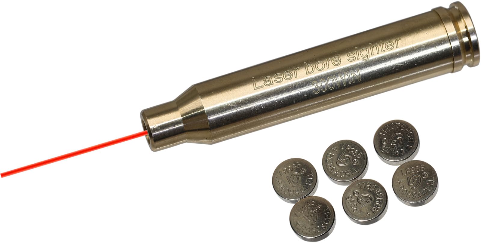 300WIN MAG Bore Sight Red Dot Patrone mit 2 Sätzen Batterien