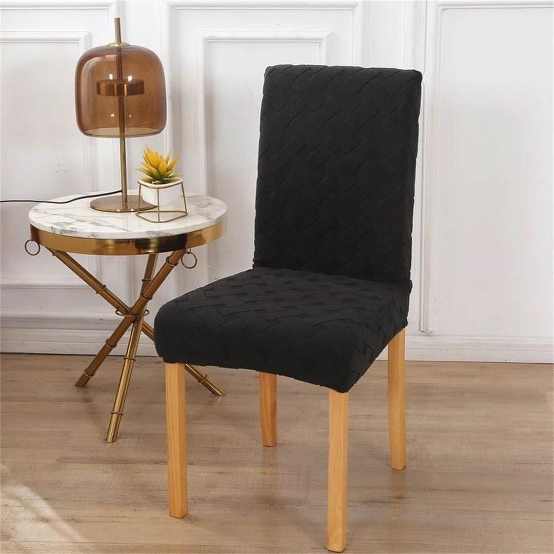 NMVAWIPT 4-Pack Textured Stretch Chair Covers, Machine Washable Dining Seat Protectors with Secure Elastic Fit for Home & Commercial Decor(5#)