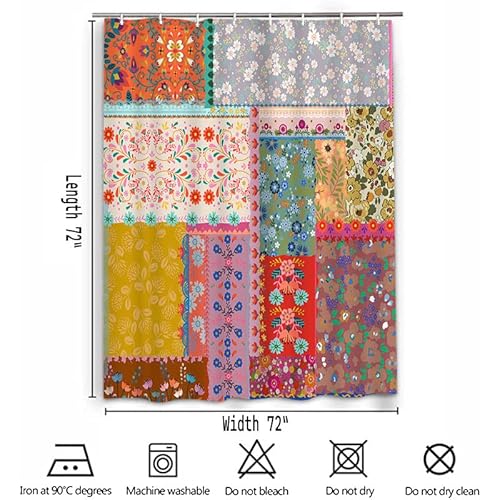 Lofaris 10AYLA028KDL Boho Patchwork Shower Curtains thumb #1