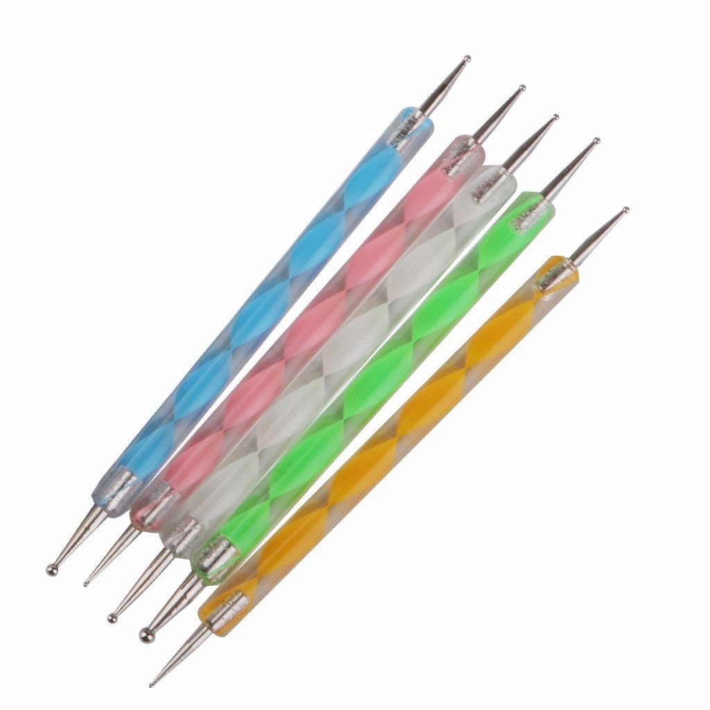Store2508 Nail Art Combo, Nail Art Pen Set of 5,15pc Nail Brush Set,10 pc Stripping Roll Tape and A French Manicure Nail Art Tip Sticker. 1