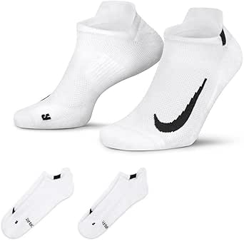 NIKE(ナイキ) 靴下 2足入 2P マルチプライヤー ノーショウ ソックス SX7554-100 NIKE Multiplier Running No-Show Socks メンズ レディース (WHT/BLK, 2527)