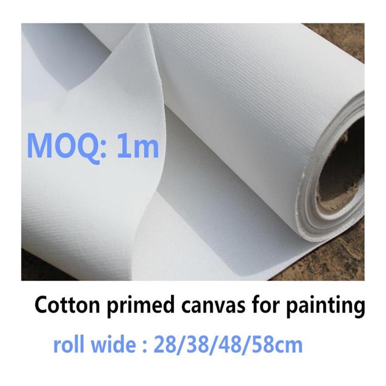 Rollo De Lona En Blanco Rollo de Lona en Blanco de algodón Blanco imprimado de 280g for práctica de Pintura a Mano, 28/38/48/58cm de Ancho(58cm x 5m)