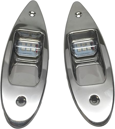 Pactrade Marine Par de luces de navegación para barco, luces LED de montaje empotrado, luces laterales rojas y verdes de ojo de tiburón en forma de