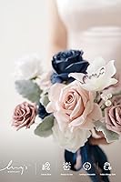 Vista 3 de Ling's Moment Caja de flores falsas, tallos de vegetación artificiales artificiales, rosas de espuma, orquídea de seda, flor fábica para centros