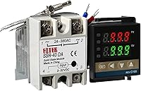 Vista 1 de REX-C100 PID Controlador de temperatura 220 V, salida de termostato digital de 400 grados, termopar tipo SSR 40A SSR K