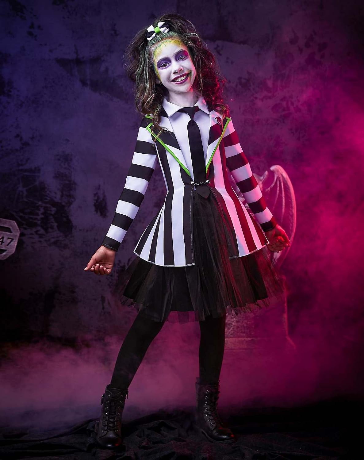 Spirit Halloween Beetlejuice Kids Beetlejuice Dress Costume | Officially Licensed | TV and Movie Costume | Horror Cosplay