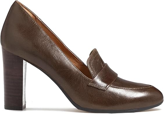 MOOMMO High Chunky Heel Loafers Pumps Women Tan Closed Pointed Toe Slip On Dress Loafer 3" Block Heel Matte Office Work Shoes Business Comfortable Classic Formal Ladies Wedding Party Matte Tan 6