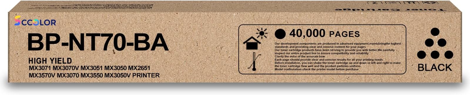 BP-NT70 BP-NT70BA Black Toner Cartridge Replacement for Sharp BP-50C26 BP-50C31 BP-70C36 BP-70C45 BP-70C55 BP-70C65 BP-50C36 BP-50C45 BP-50C55 BP-50C65 BP-70C31 Printer